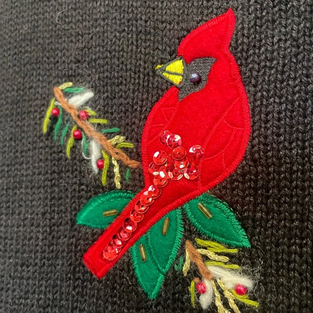 Vintage super ugly Christmas sweater vest. Contest winner. Cardinal - Picture 6 of 6